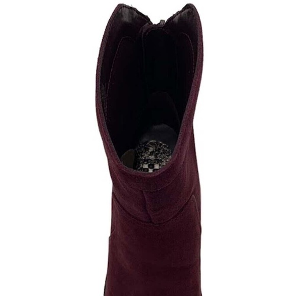 New Vince Camuto Kortimy Water Repellent Suede Mid-Shaft Boots Pull On Berry NIB - Picture 3 of 4